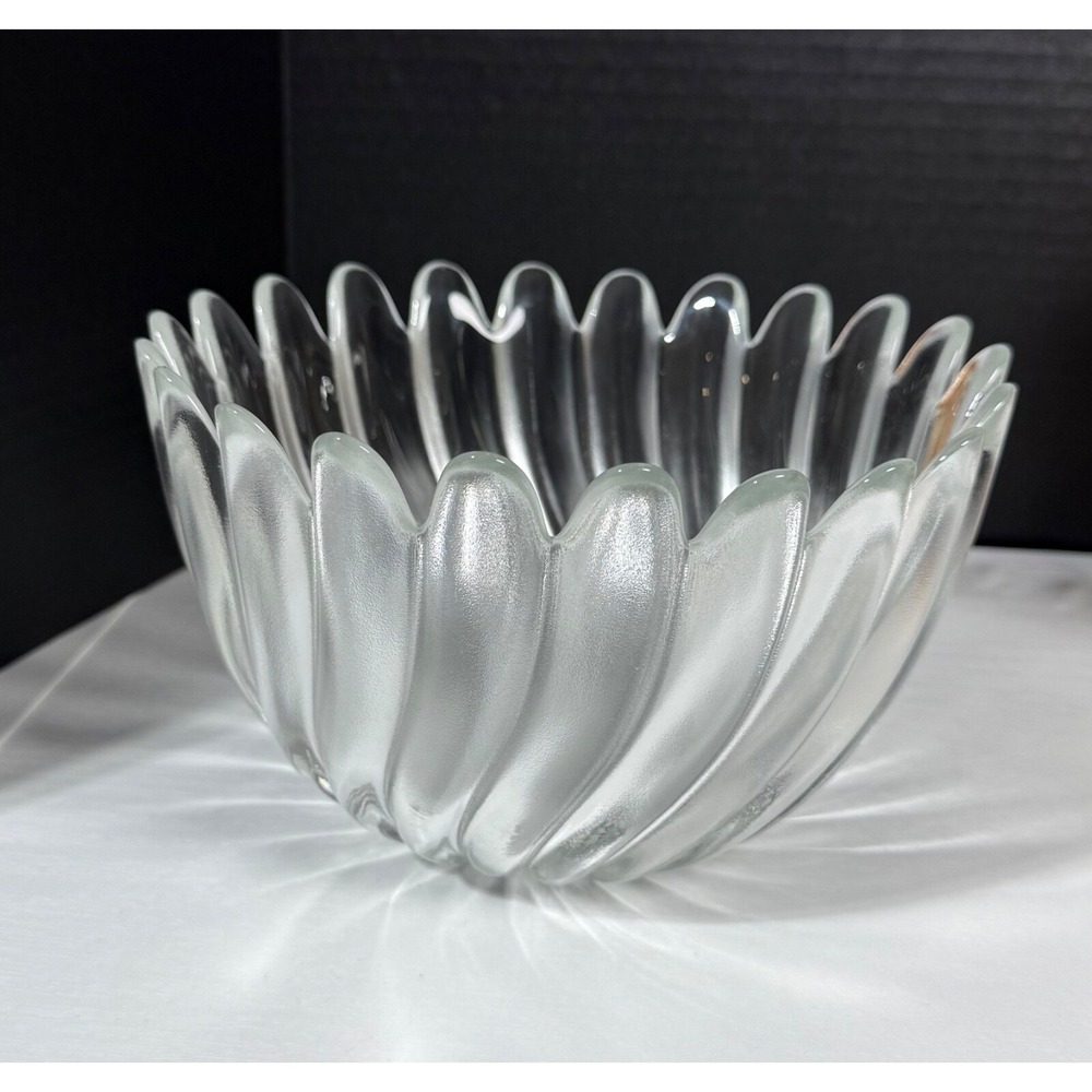 Vintage Studio Nova "Solaris" Clear Frosted Glass  7 1/2" Serving‎ Bowl